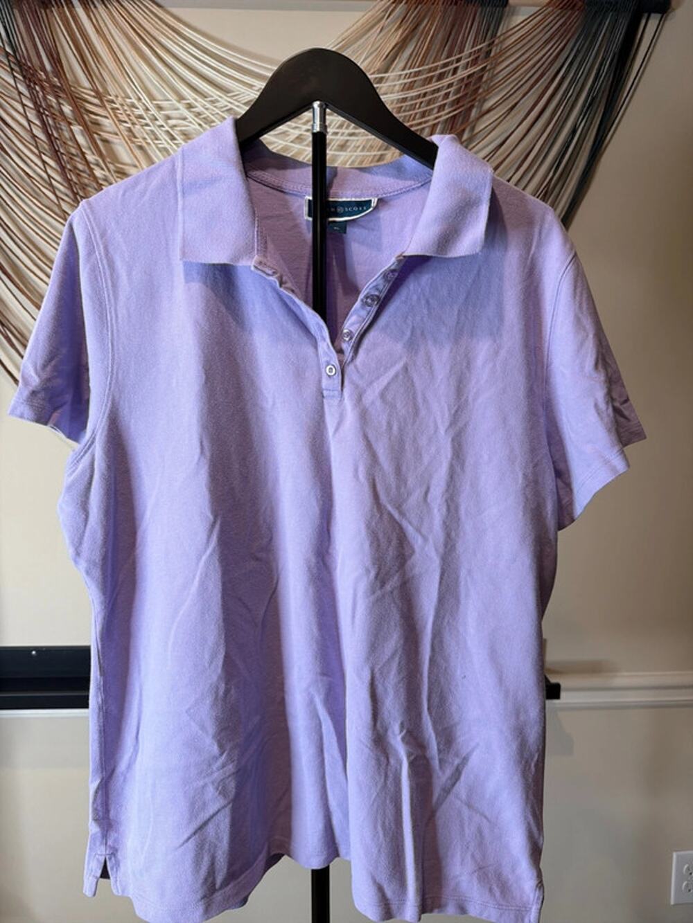 Karen Scott lilac polo shirt EUC XL 3024